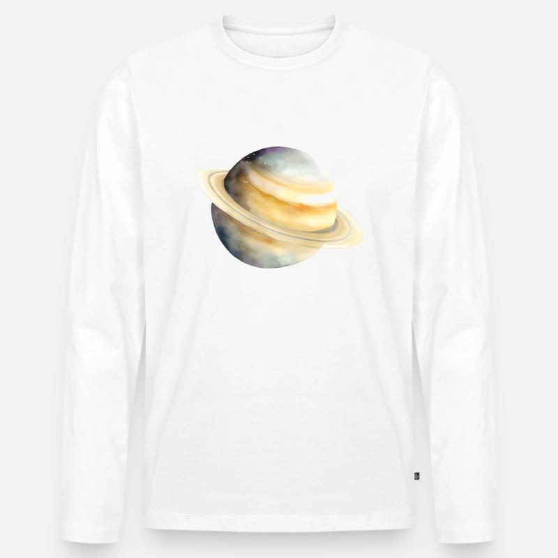 Saturn - Männer Premium Bio Langarmshirt - Weiß