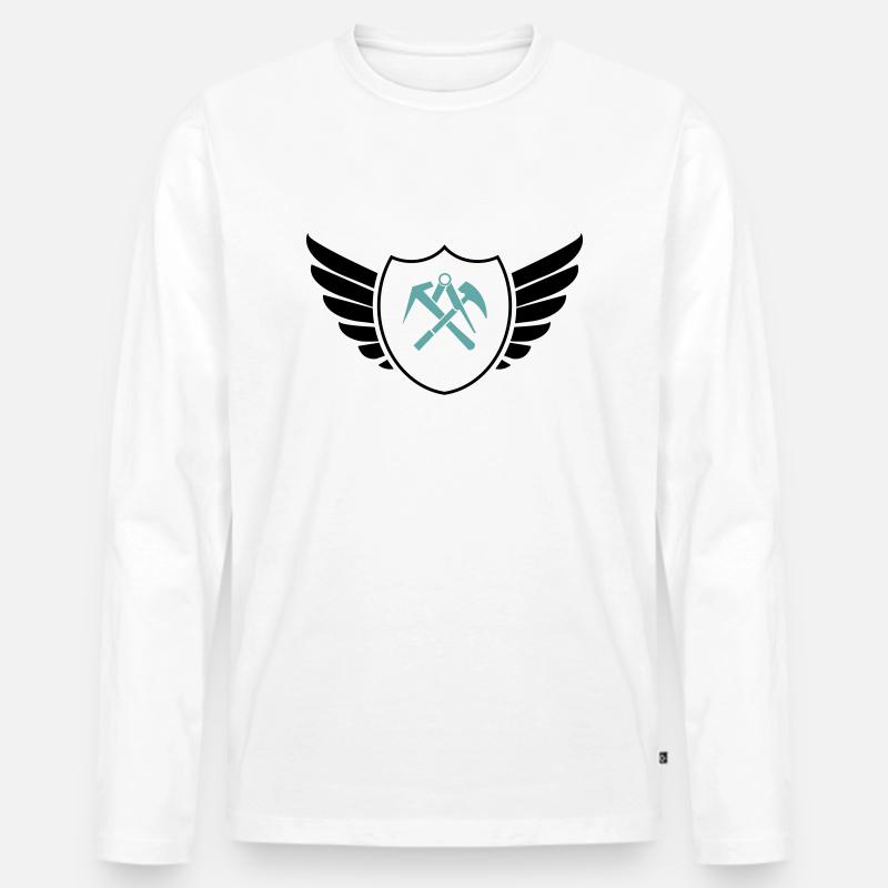 wappen shield dachdecker - Männer Premium Bio Langarmshirt - Weiß