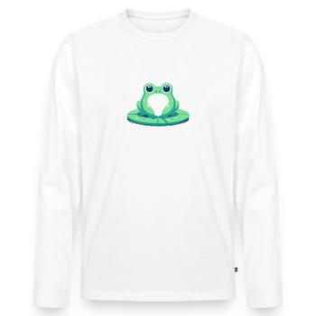 Grenouille sur nénuphar - T-shirt manches longues Premium bio Homme - blanc - Devant - Nico (187cm)
