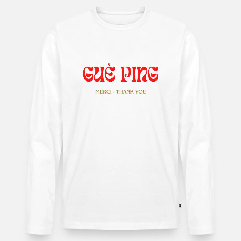 Guè Ping - Männer Premium Bio Langarmshirt - Weiß