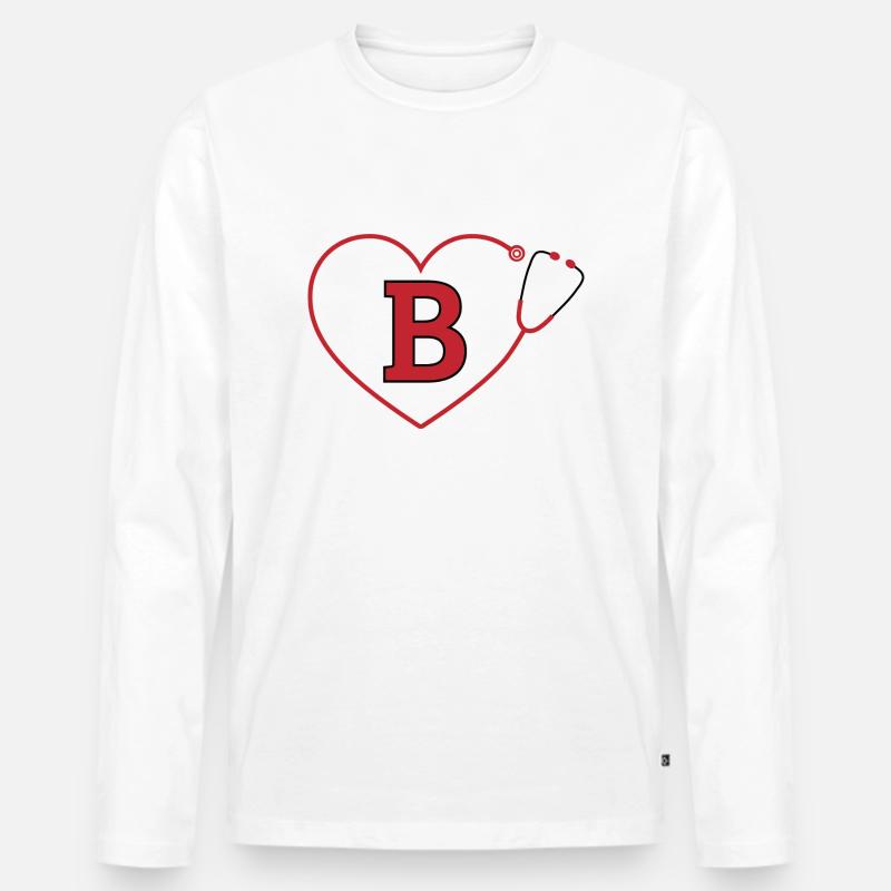 Stethoskop mit Buchstabe B - Männer Premium Bio Langarmshirt - Weiß