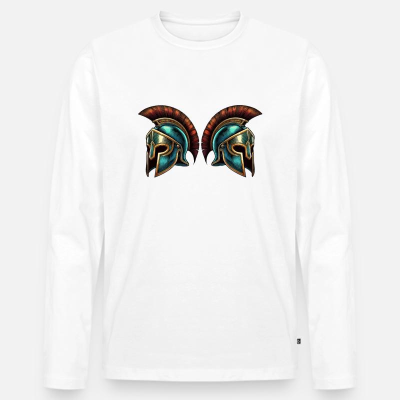 sparta helm 2 - Männer Premium Bio Langarmshirt - Weiß
