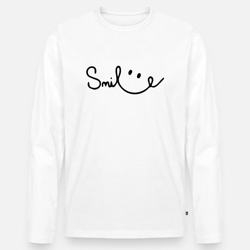 lächeln - Männer Premium Bio Langarmshirt - Weiß