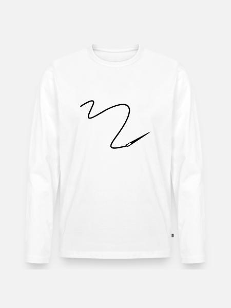 Needle with thread - Men's Premium Organic Long Sleeve Shirt - white