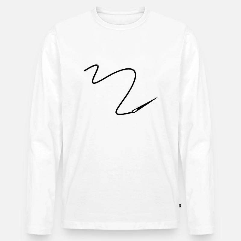 Needle with thread - Men's Premium Organic Long Sleeve Shirt - white