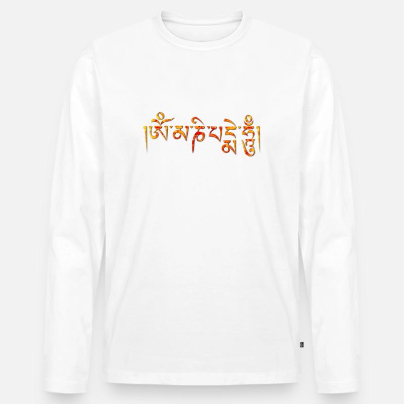 Om mani padme hum - Männer Premium Bio Langarmshirt - Weiß