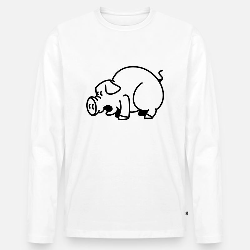 Schwein - Männer Premium Bio Langarmshirt - Weiß