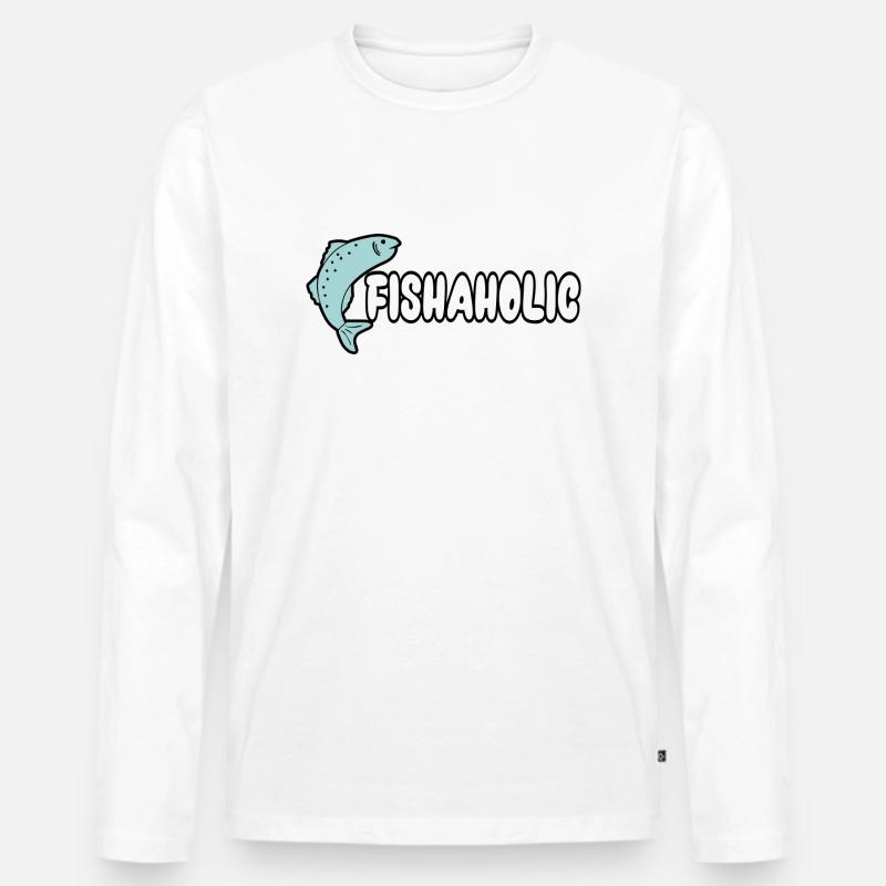 Fishaholic - Männer Premium Bio Langarmshirt - Weiß