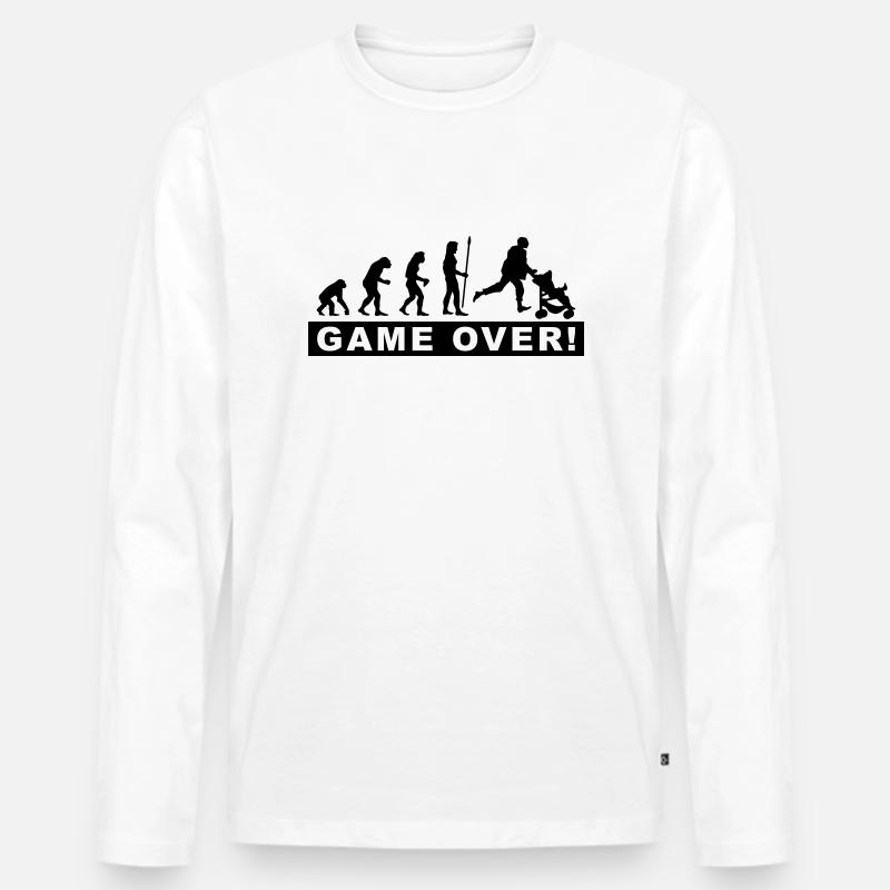 evolution_papa2 - Männer Premium Bio Langarmshirt - Weiß
