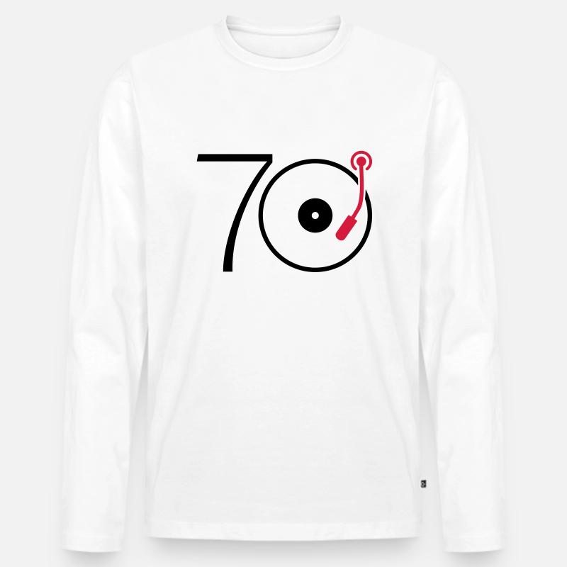 Musik der 70er - Männer Premium Bio Langarmshirt - Weiß