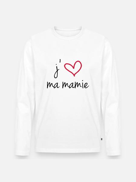 j'aime ma mamie - T-shirt manches longues Premium bio Homme - blanc