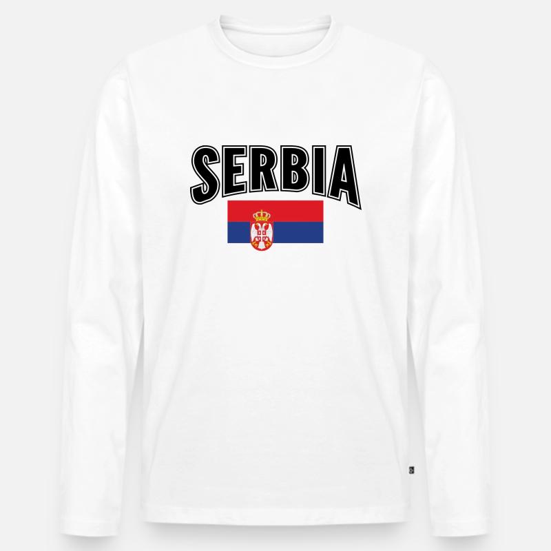 Serbien - Männer Premium Bio Langarmshirt - Weiß