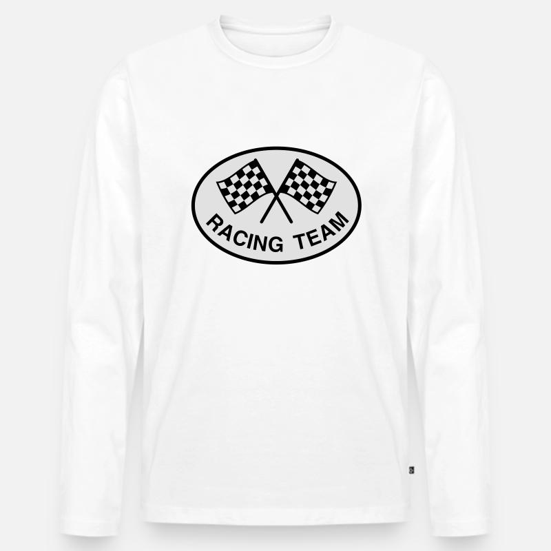 Racing Team, Zielflagge - Männer Premium Bio Langarmshirt - Weiß
