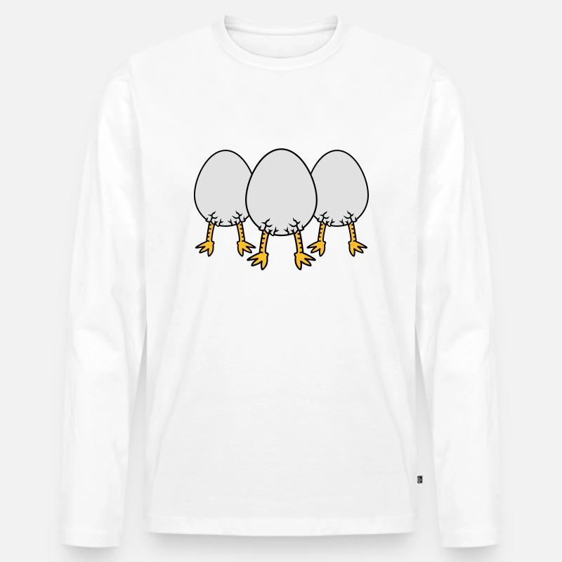 Chick In Egg Crew - Männer Premium Bio Langarmshirt - Weiß