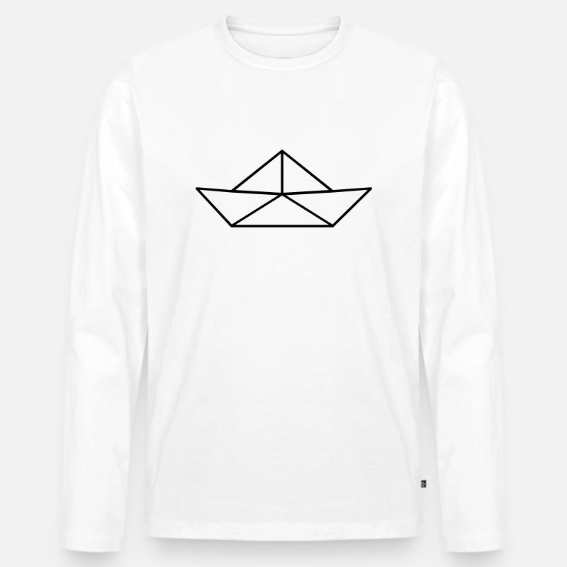 Paper Boat - Männer Premium Bio Langarmshirt - Weiß