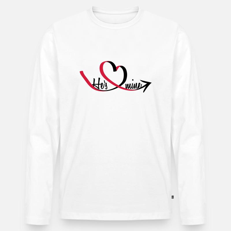 He's mine Heart - Männer Premium Bio Langarmshirt - Weiß