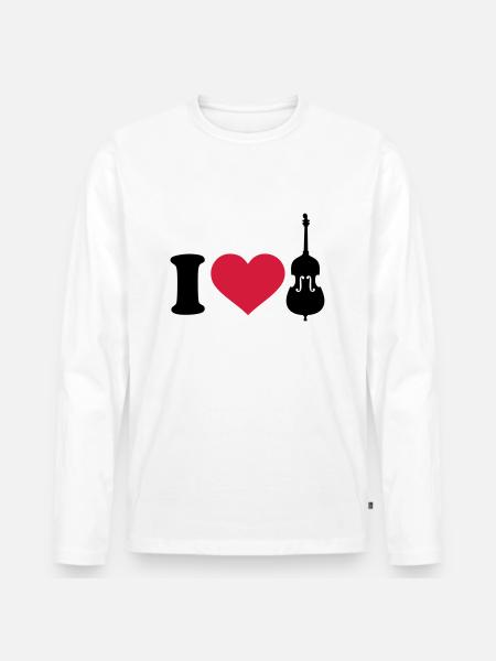 I love Contrabasse - T-shirt manches longues Premium bio Homme - blanc