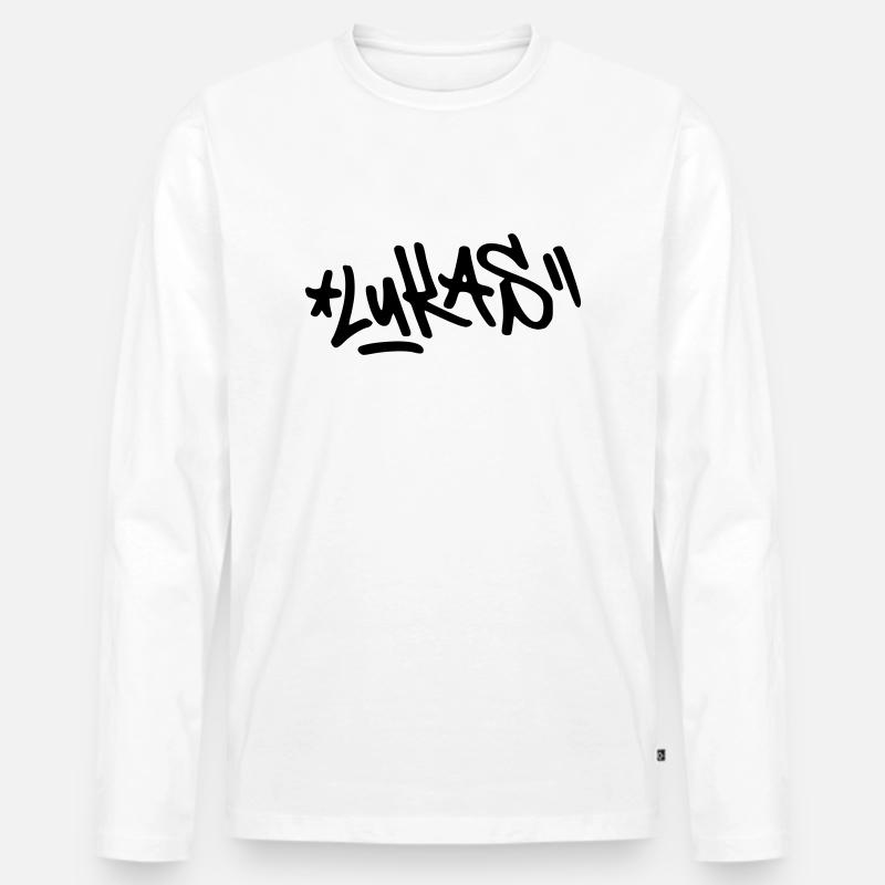Graffiti Lukas - Männer Premium Bio Langarmshirt - Weiß