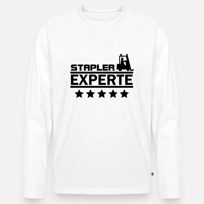 stapler experte - Männer Premium Bio Langarmshirt - Weiß