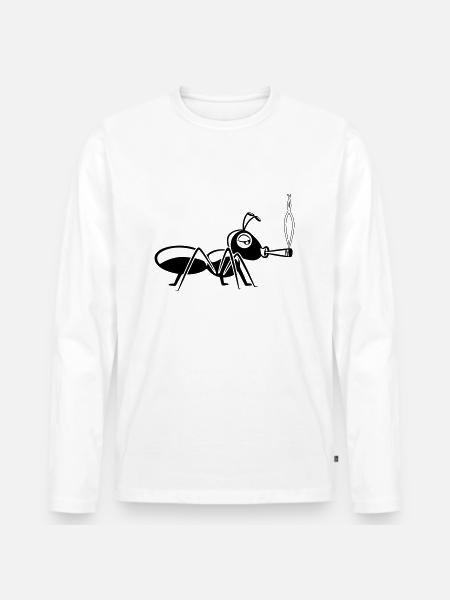 kiffen joint ameise - Männer Premium Bio Langarmshirt - Weiß