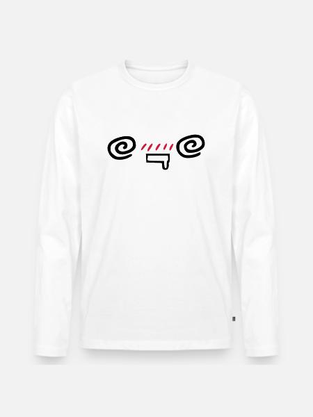 kawaii_face_5 - Männer Premium Bio Langarmshirt - Weiß