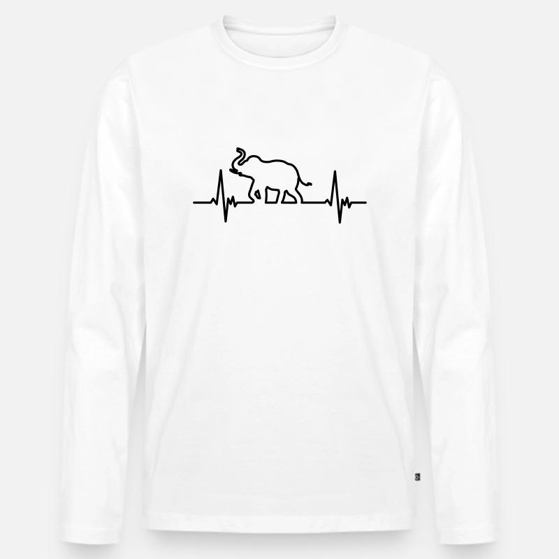Elefant - Männer Premium Bio Langarmshirt - Weiß