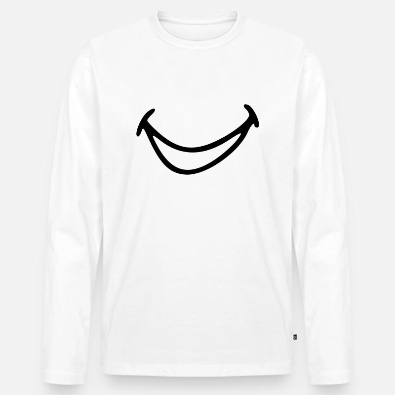 Lachender Mund. - Männer Premium Bio Langarmshirt - Weiß