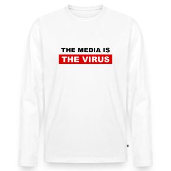 Les médias sont le virus - T-shirt manches longues Premium bio Homme - blanc - Devant - Nico (187cm)