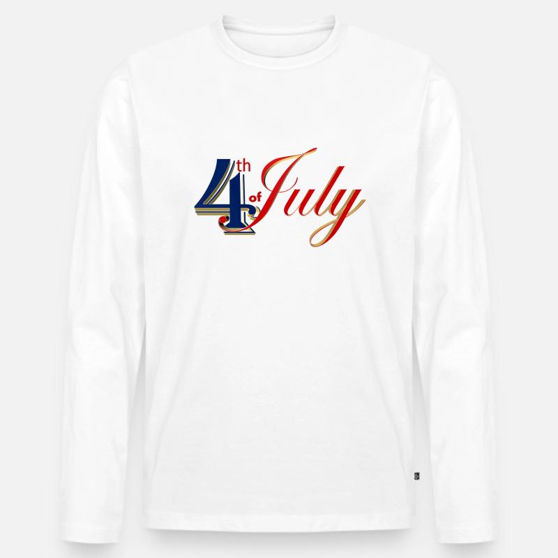 4. Juli - Männer Premium Bio Langarmshirt - Weiß