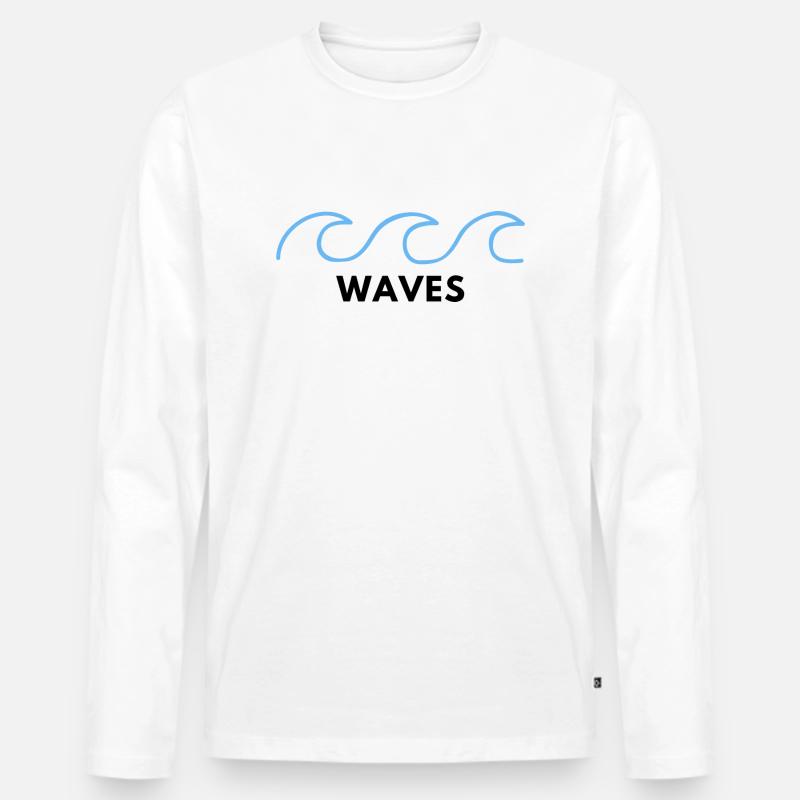 WAVES - Männer Premium Bio Langarmshirt - Weiß