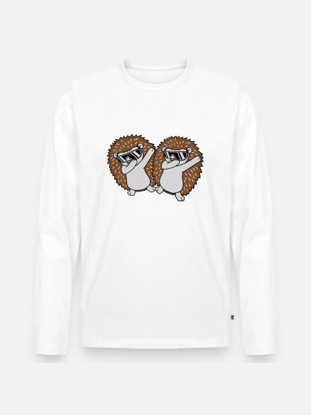 2 dabbing hedgehog friends - Men's Premium Organic Long Sleeve Shirt - white