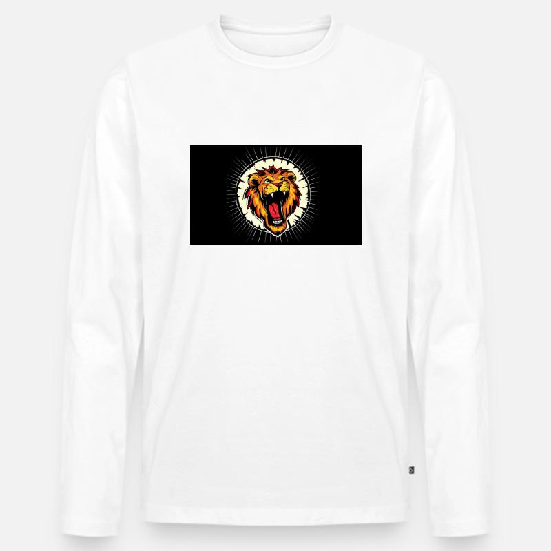 Design Löwe - Männer Premium Bio Langarmshirt - Weiß
