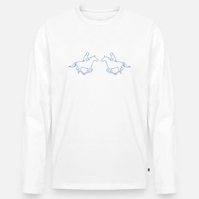 reiter 2 - Männer Premium Bio Langarmshirt - Weiß