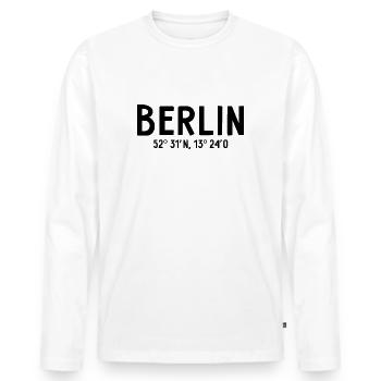 Berlin Coordinates - Berlin Bear - Men's Premium Organic Long Sleeve Shirt - white - Front - Nico (187cm)