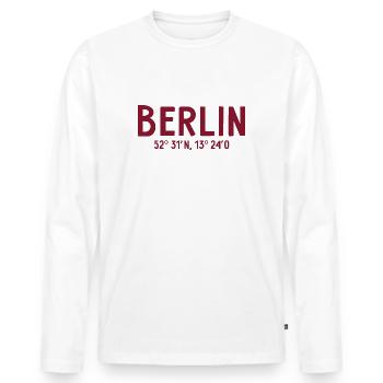 Berlin Coordinates - Berlin Bear - Men's Premium Organic Long Sleeve Shirt - white - Front - Nico (187cm)