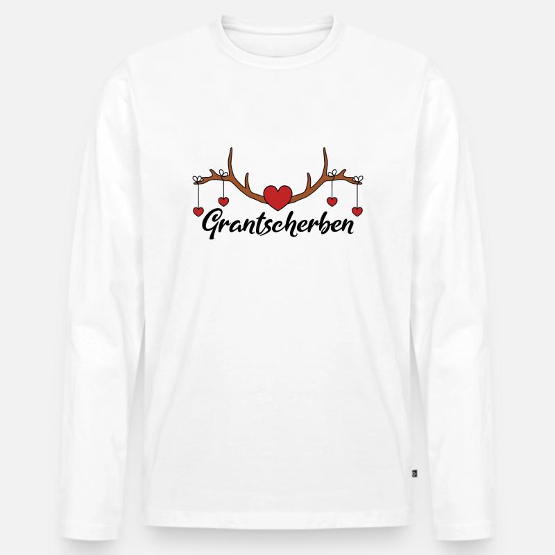 Dialekt Grantscherben - Männer Premium Bio Langarmshirt - Weiß