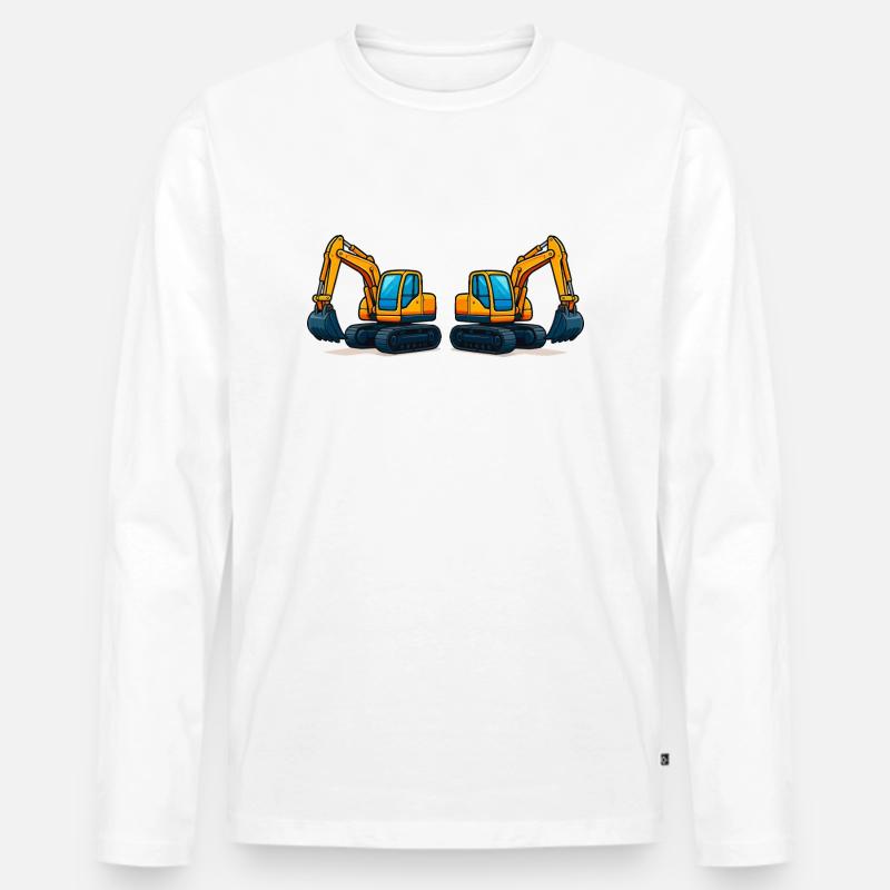 bagger comic 2 - Männer Premium Bio Langarmshirt - Weiß