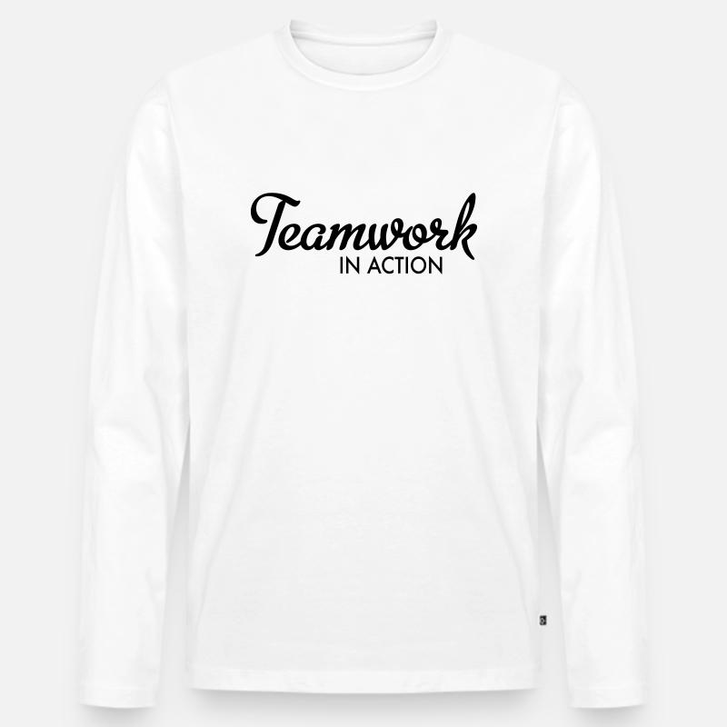 Teamwork - Männer Premium Bio Langarmshirt - Weiß