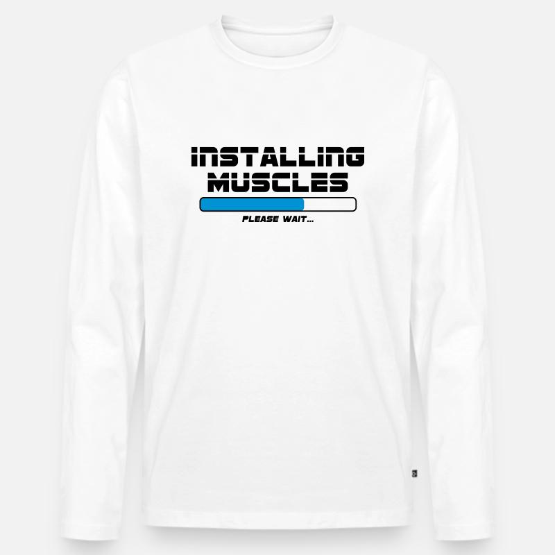 Installing Muscles - Männer Premium Bio Langarmshirt - Weiß