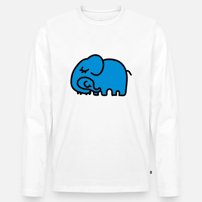 Mutter - Kind Elefant - Männer Premium Bio Langarmshirt - Weiß