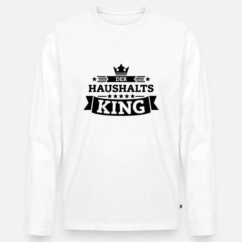 Der Haushalts-King - Männer Premium Bio Langarmshirt - Weiß