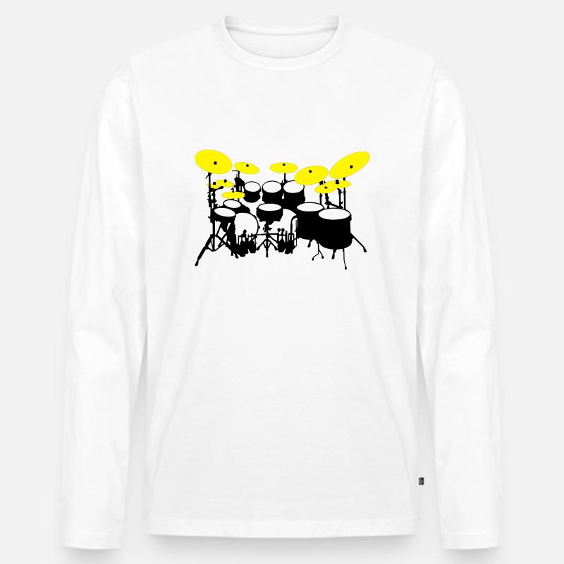 große Trommel-Kit - Männer Premium Bio Langarmshirt - Weiß