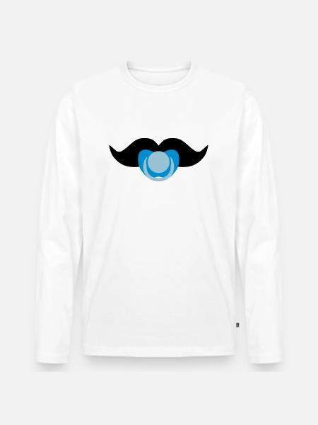 Baby-Schnurrbart - Männer Premium Bio Langarmshirt - Weiß