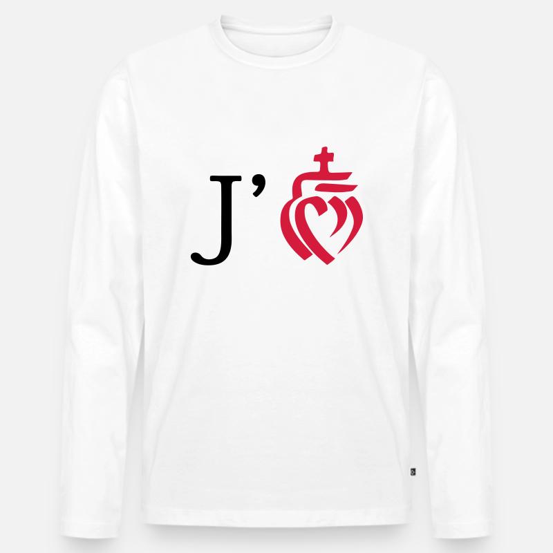 Ich liebe - Männer Premium Bio Langarmshirt - Weiß