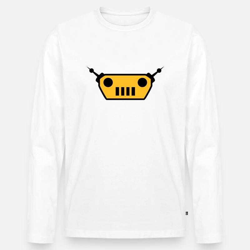 Cool Robot Face Design - Männer Premium Bio Langarmshirt - Weiß