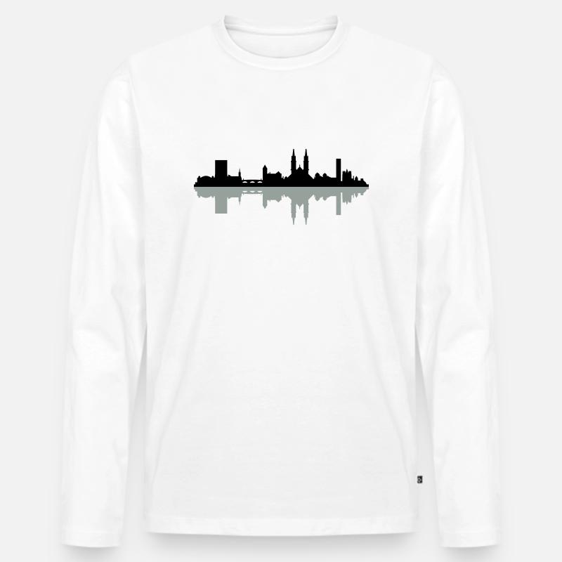 Skyline Basel - Männer Premium Bio Langarmshirt - Weiß