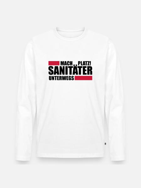 Sanitäter T-Shirt Rettungsdienst Geschenk - Männer Premium Bio Langarmshirt - Weiß