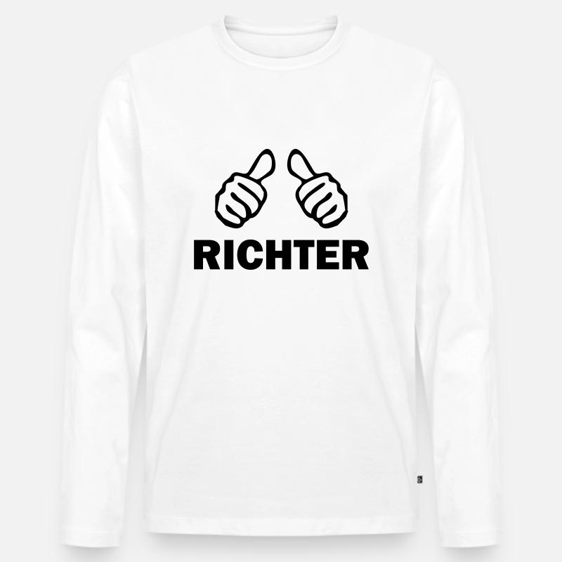 richter - Männer Premium Bio Langarmshirt - Weiß