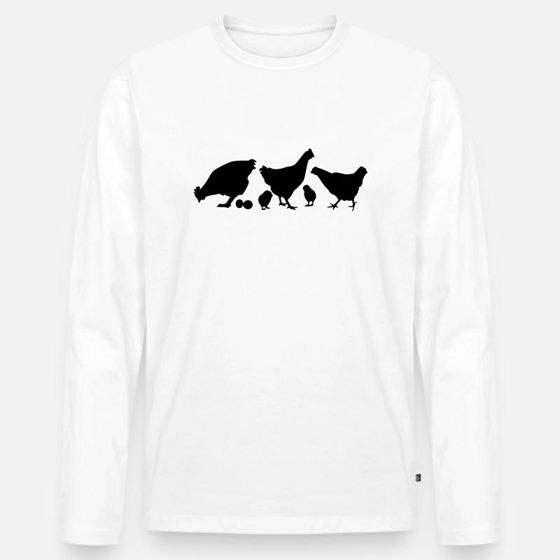Hühner - Männer Premium Bio Langarmshirt - Weiß
