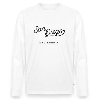 San Diego - California - Men's Premium Organic Long Sleeve Shirt - white - Front - Nico (187cm)
